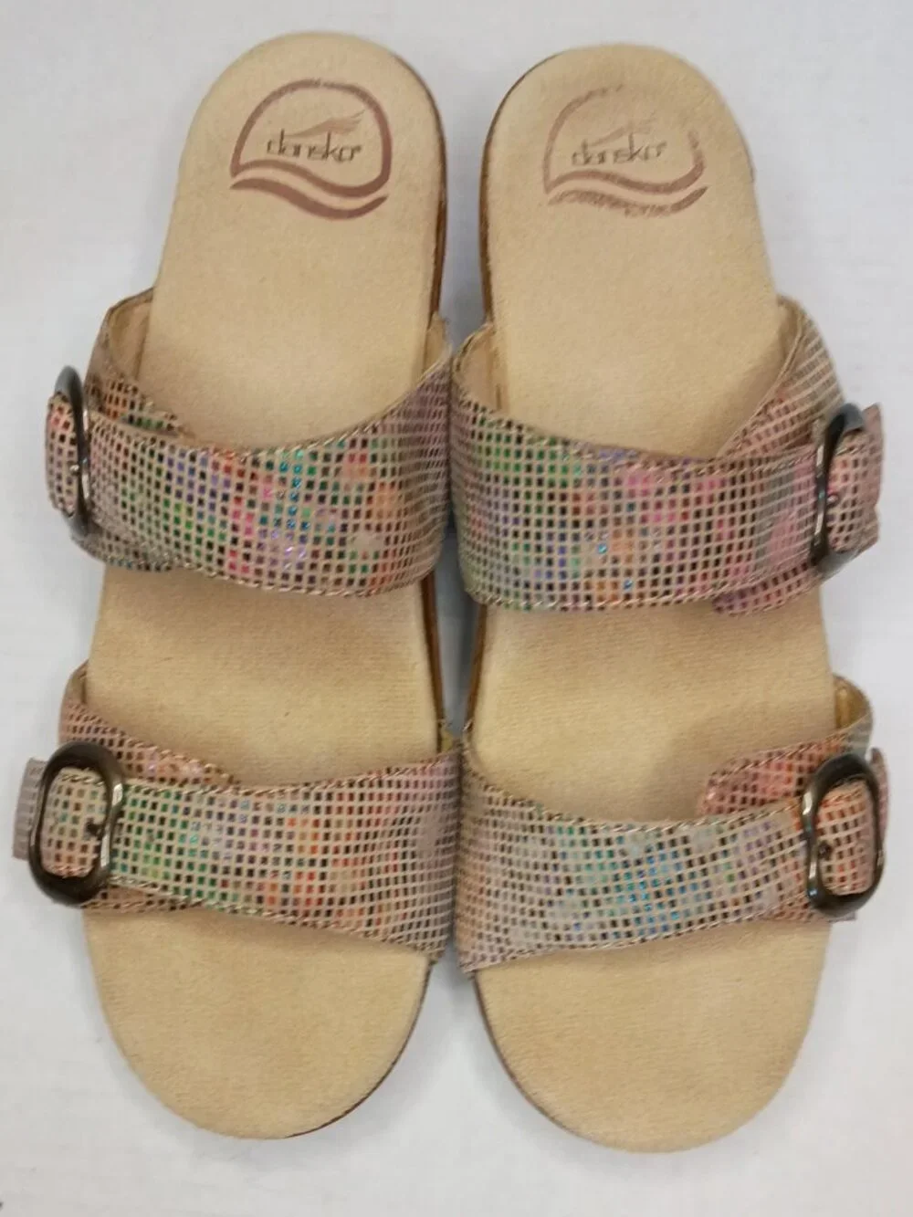 Dansko Sophie Stained Glass Metallic Wedge Sandals US Women's Size 9.5/ EU 40